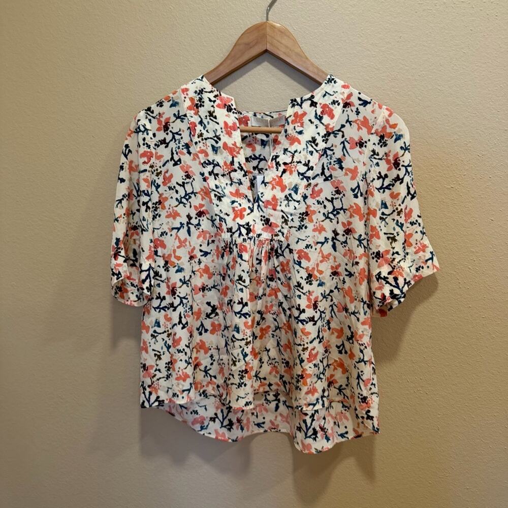 NWT Ulla Johnson White Pink Floral Silk Blouse Top 2 - Picture 8 of 11
